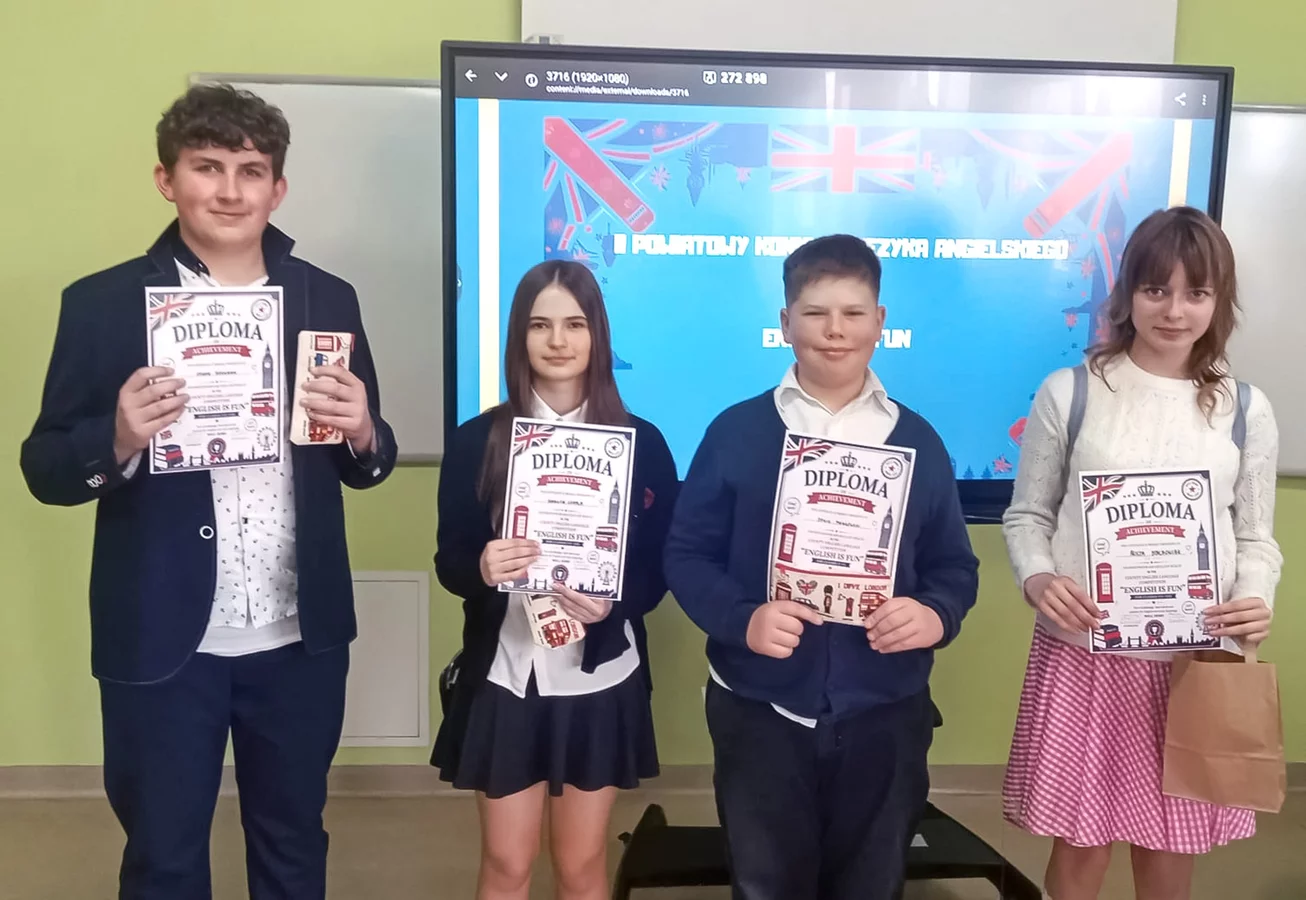 Sukces naszych uczniów w powiatowym konkursie języka angielskiego ,,English is fun